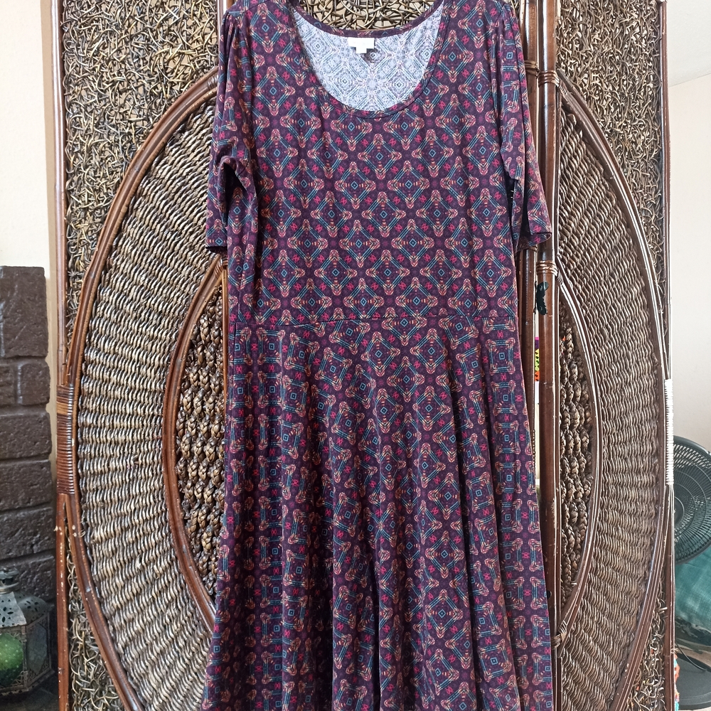 LuLaRoe Red Long Sleeve Scoop Neck Sundress
